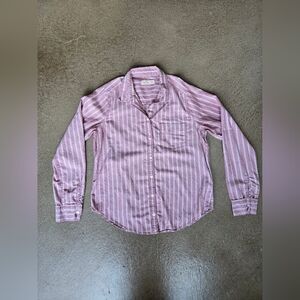 Hollister Women's Button Down Shirt in Pink and White